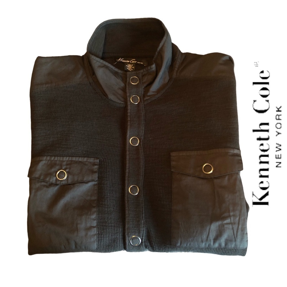 Kenneth Cole New York Snap Front Military Style Shacket, Black NWOT,‎ Size L